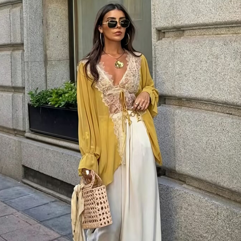 Summer Youth Clothing - Lace Women's Shirts Blouse Summer 2026