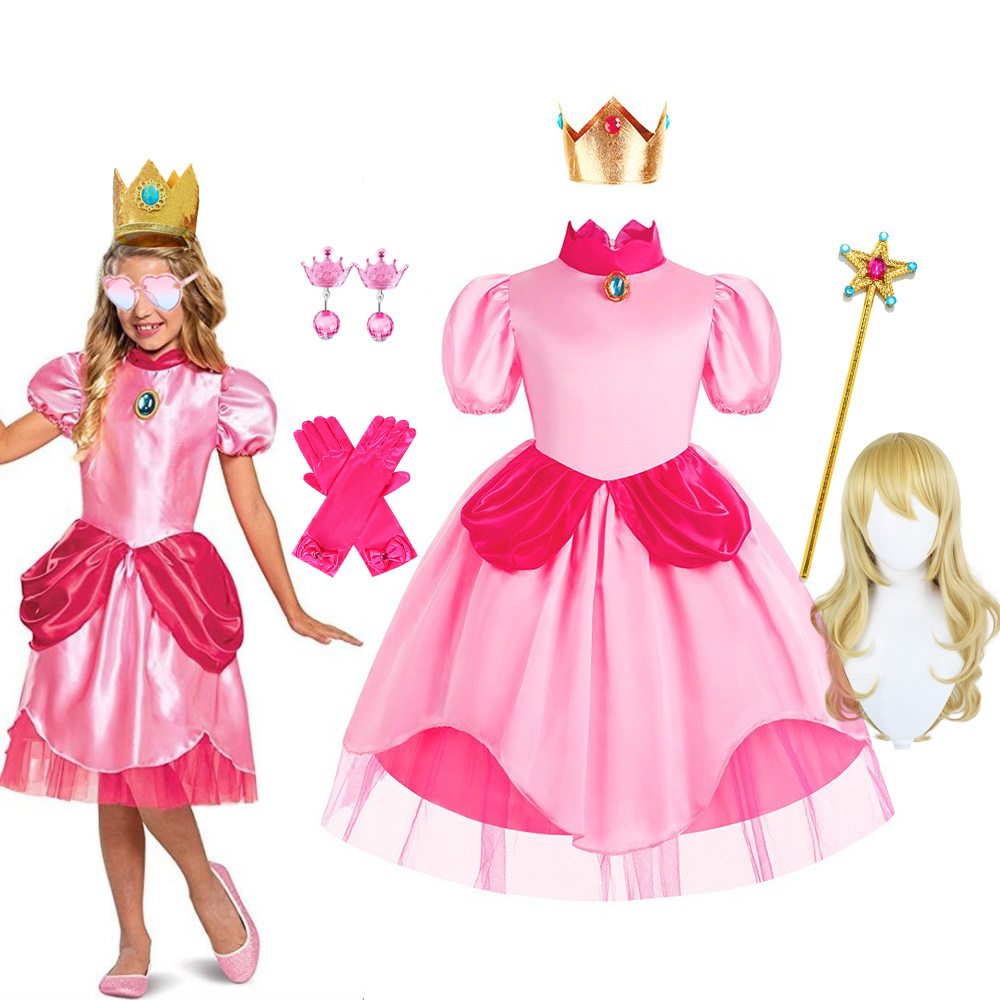 Summer Clothing For Kids Girls - Peach Costume Kids Birthday Princess Dress