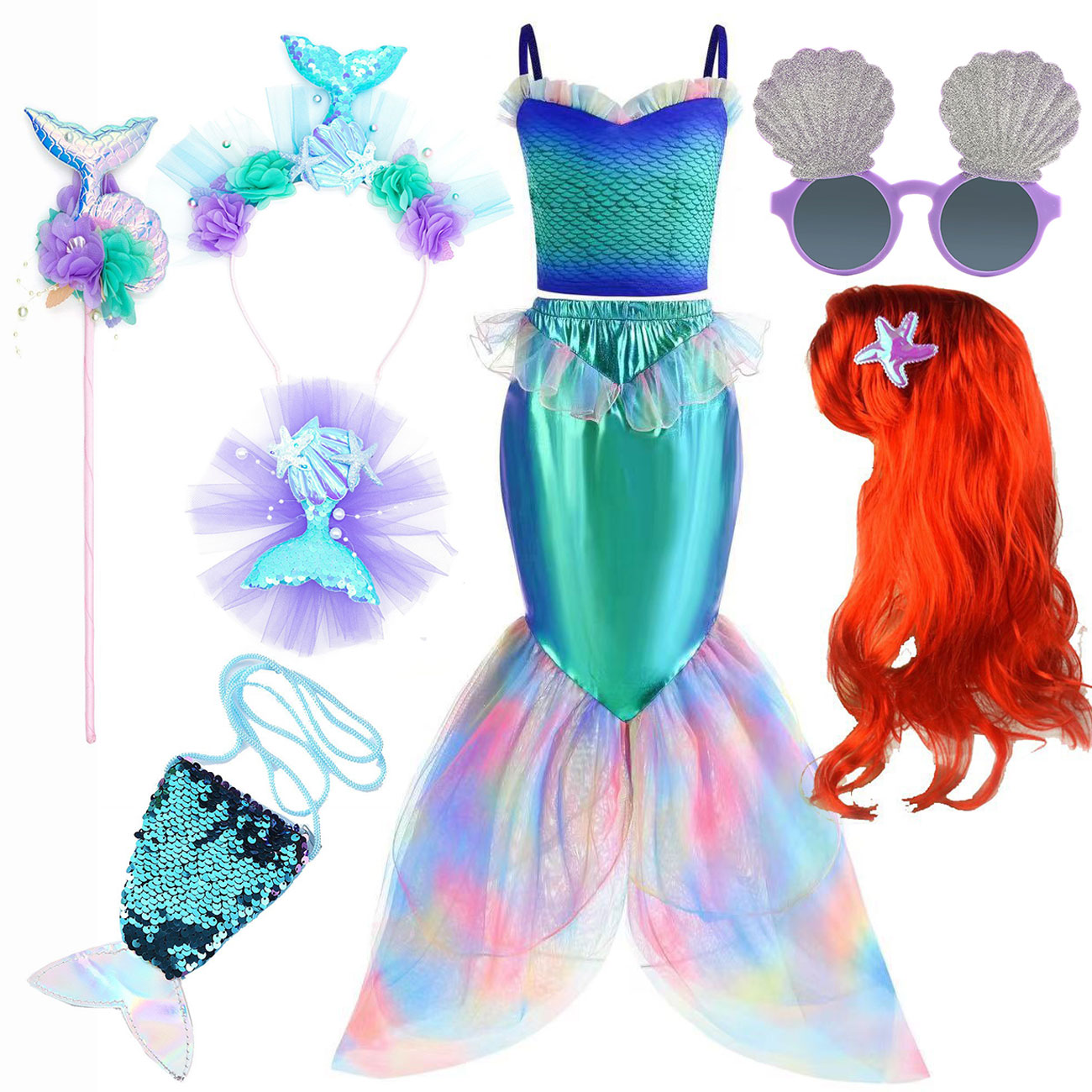 Summer Clothing For Kids Girls - Disney Mermaid Dress Up Costume Girl