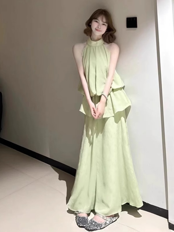 Quality Summer Clothing - Stunning Unique Green Long Dress Set