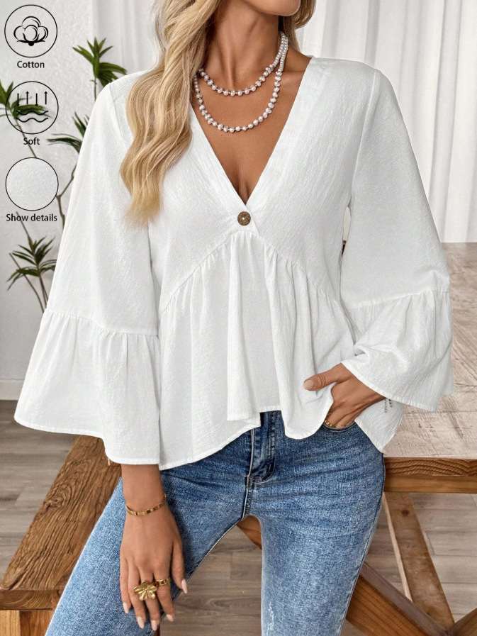Summer Youth Clothing - Solid Casual Loose Blouses For Women