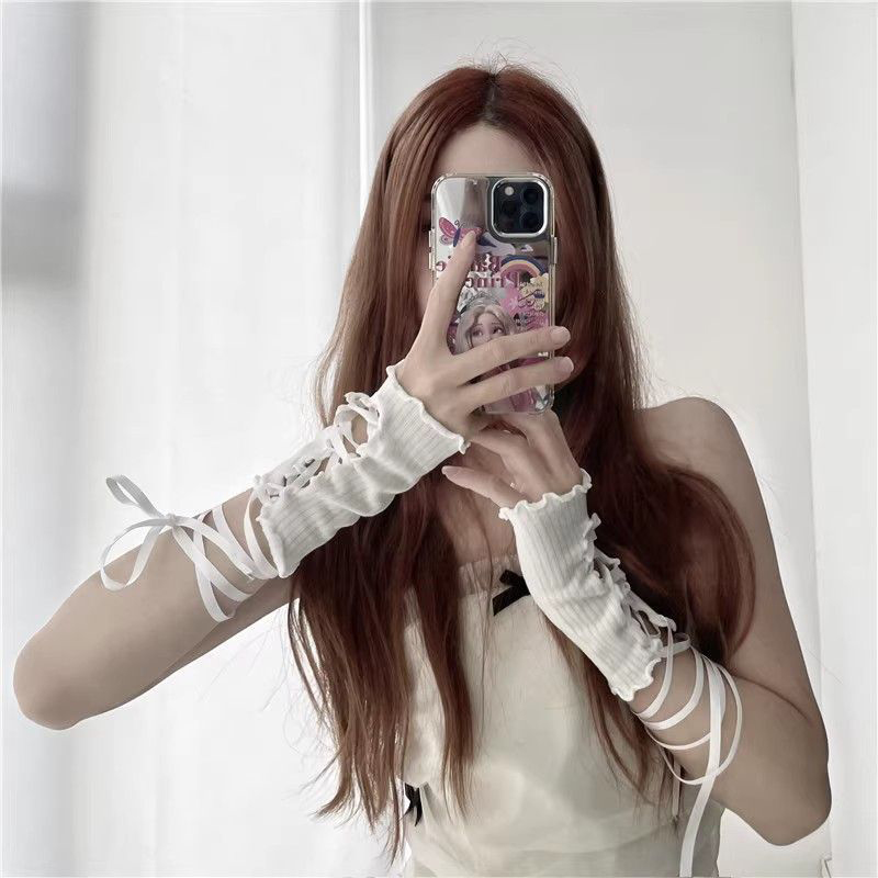 Women Lace‑Up Fingerless Arm S - Summer Clothing Design ulasan dan harga
