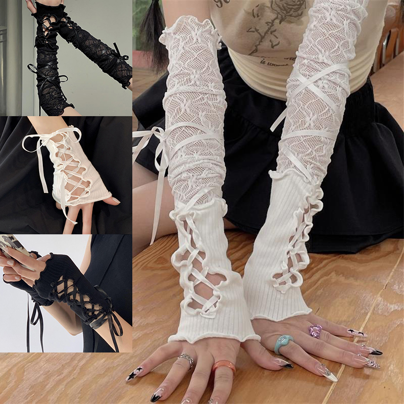 Women Lace‑Up Fingerless Arm S - Summer Clothing Design ulasan dan harga