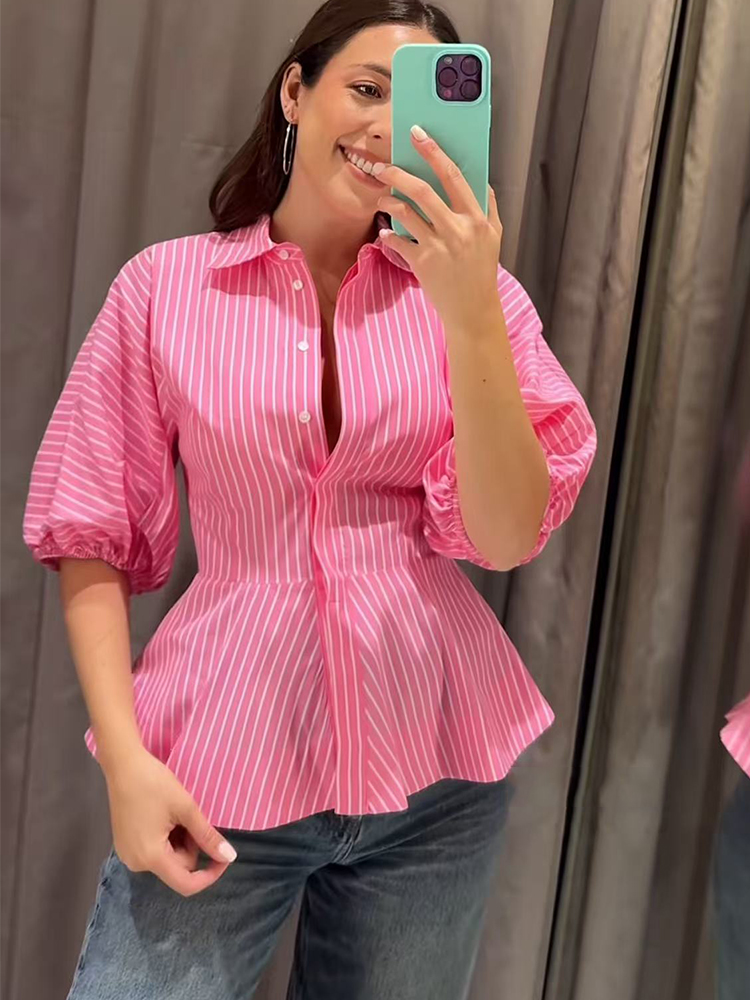 TFMLN Women Striped Shirts Sli - Summer Youth Clothing ulasan dan harga
