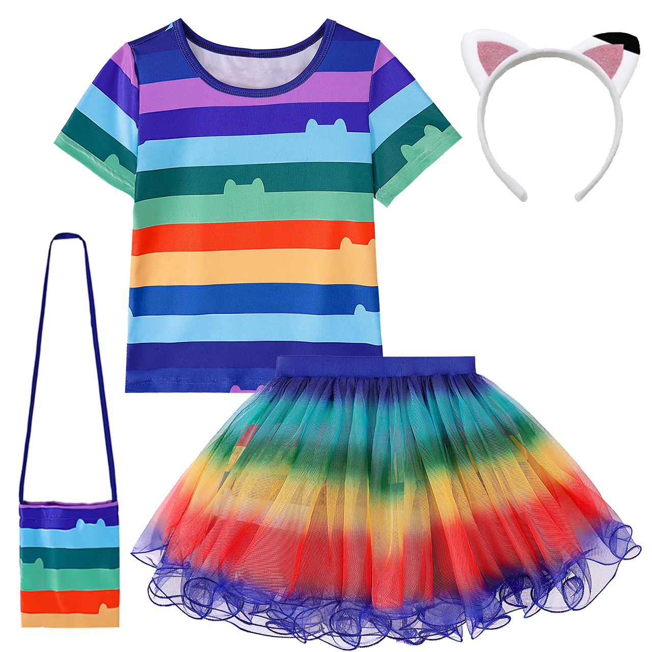 Girls Rainbow Striped T-Shirt  - Summer Clothing For Kids Girls ulasan dan harga