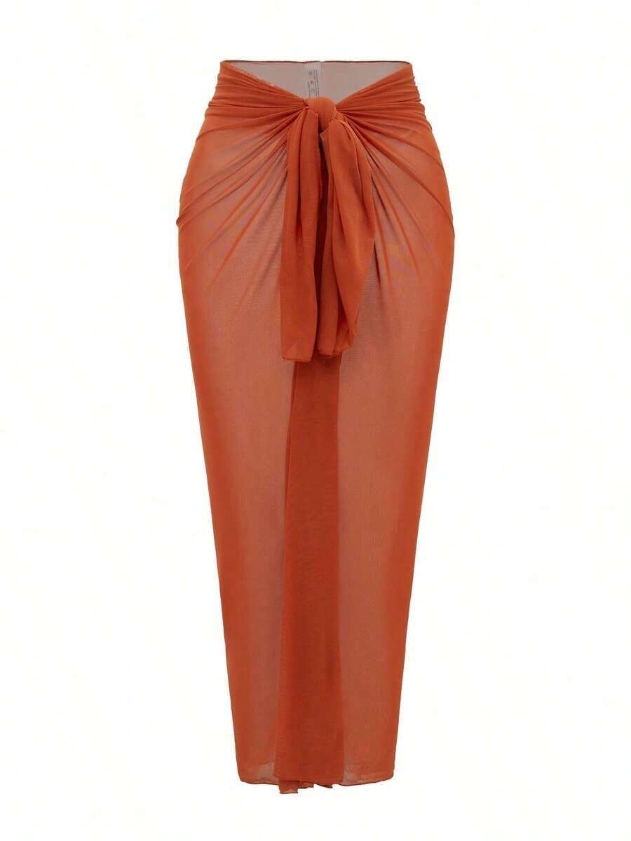 Women Solid Color Mesh One Pie - Swim Cover Up Mesh ulasan dan harga