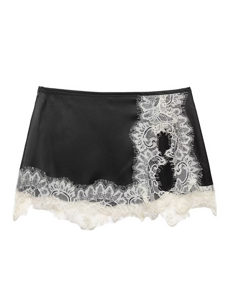 Elegant Lace Hem Satin Straigh - Summer Evenings Clothing ulasan dan harga