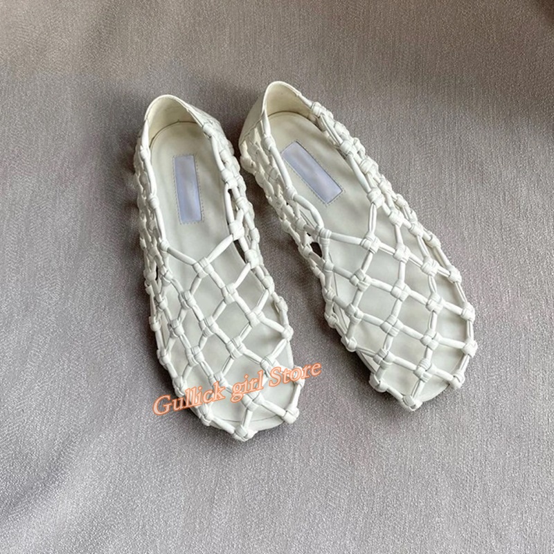 French Woven Mesh Hollow flat  - Summer Clothing Elegant ulasan dan harga