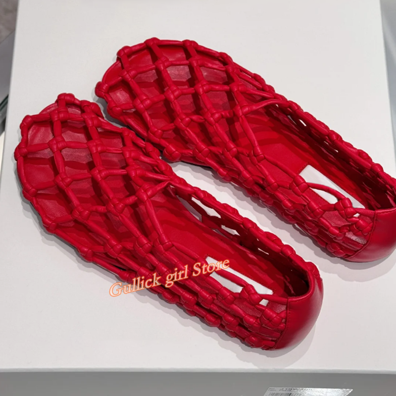 French Woven Mesh Hollow flat  - Summer Clothing Elegant ulasan dan harga