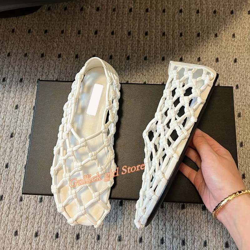 French Woven Mesh Hollow flat  - Summer Clothing Elegant ulasan dan harga