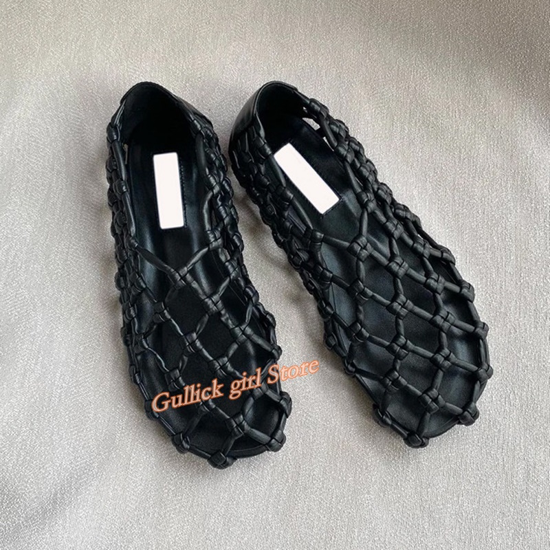 French Woven Mesh Hollow flat  - Summer Clothing Elegant ulasan dan harga