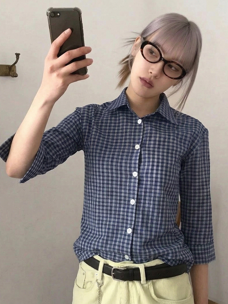 Genayooa Y2k Plaid Shirt Women - Summer Grunge Clothing ulasan dan harga