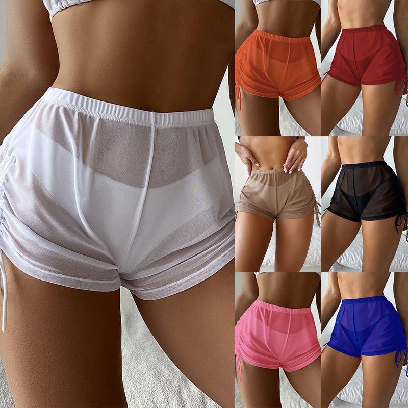 Transparent Sexy Beach Shorts  - Swim Cover Up Mesh ulasan dan harga