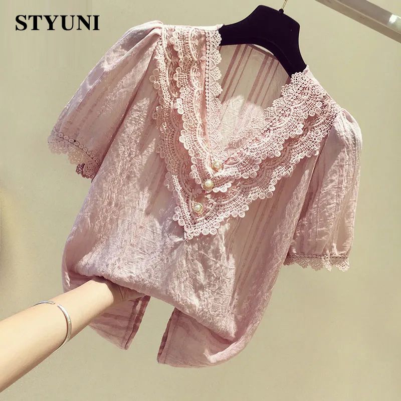 Lace Ruffles V-Neck Chiffon So - Summer Clothing In Winter ulasan dan harga