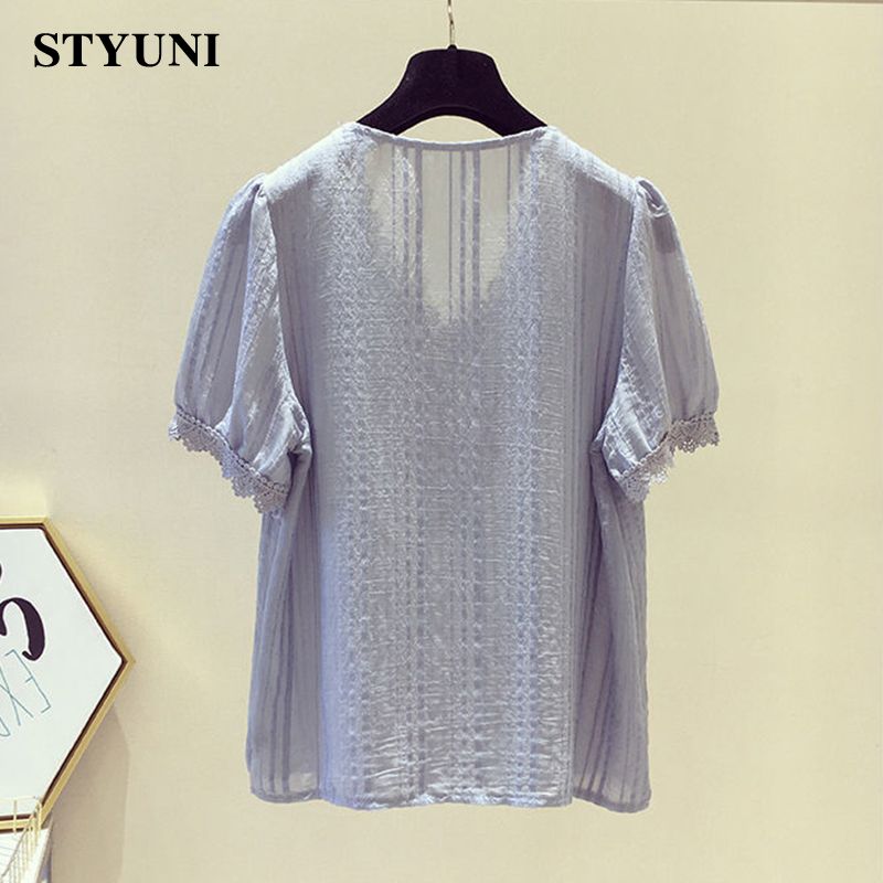 Lace Ruffles V-Neck Chiffon So - Summer Clothing In Winter ulasan dan harga