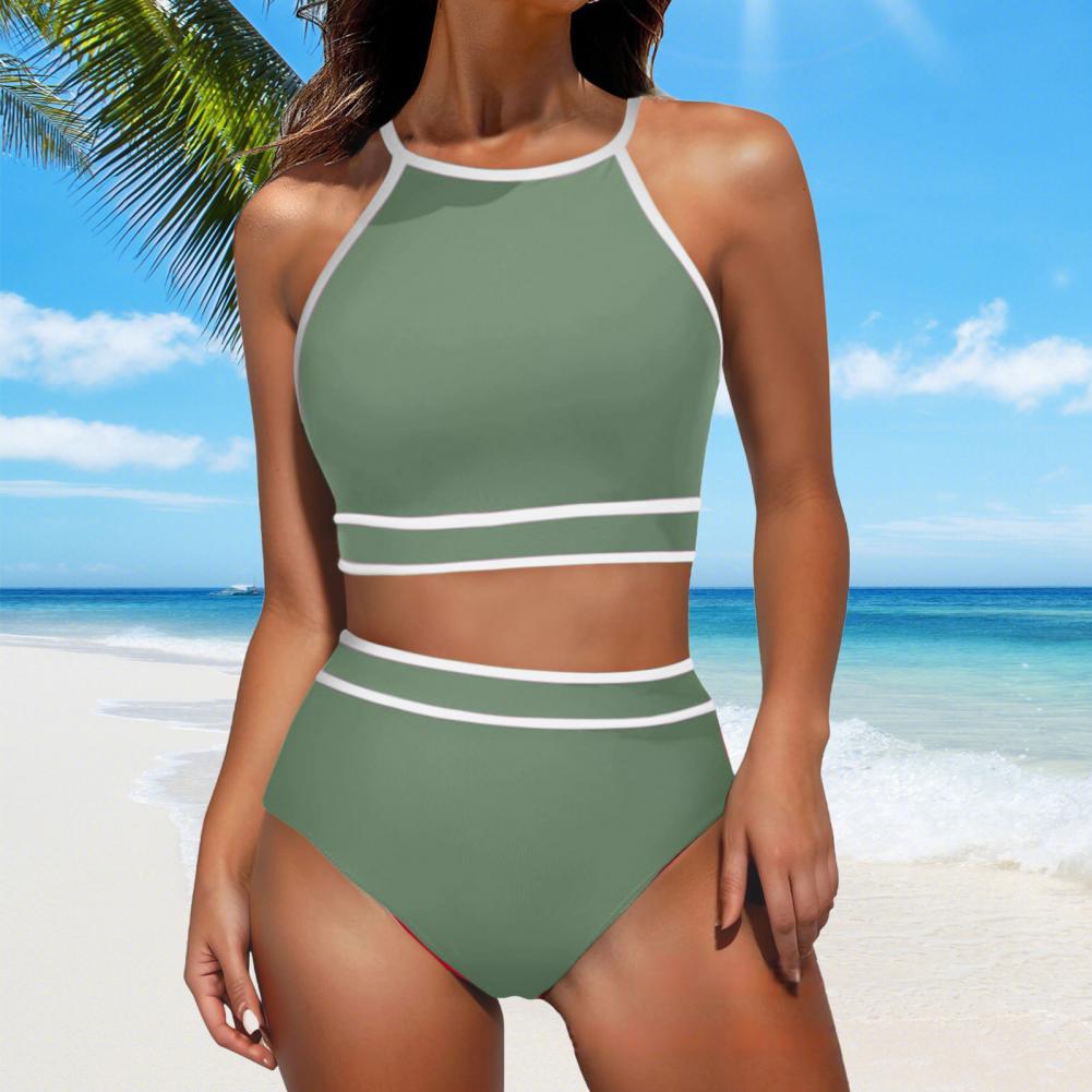 Sporty Color Block Swimsuit 2P - Swim Cover Up Mesh ulasan dan harga