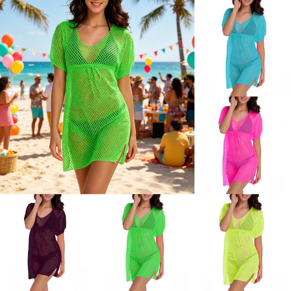 Bikini Cover Up Drawstring Swi - Swim Cover Up Mesh ulasan dan harga