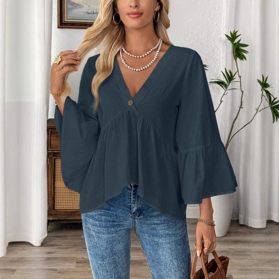 Solid Casual Loose Blouses For - Summer Youth Clothing ulasan dan harga