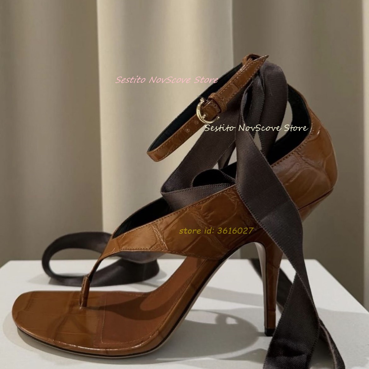 Brown Open Toe Lace Up Sandals - Summer Closet ulasan dan harga